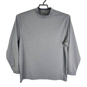 Mens Gray Roundtree & Yorke Performance Shirt Mock Neck Long Sleeve Size L